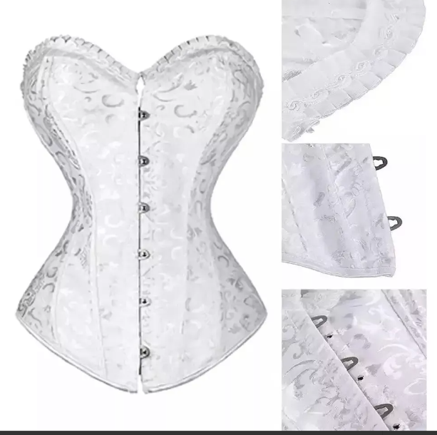 Corset Floral Print Sujetador Blanco + Hilo